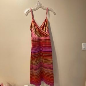 Banana Republic silk dress, multi-colored stripes